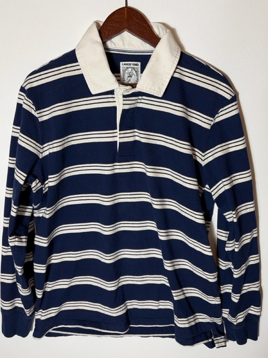Lands' End Other - Lands' End Navy and White Striped Rugby Polo